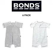 Bonds Baby Zip Romper Wondersuit Soft Cotton for Warmth Weather 6 Pack BXNMA