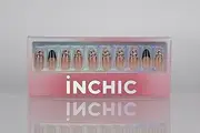 INCHIC Leopard Couture, Midi Almond, Leopard Print French Tip, 30 Pcs Press-on Nail