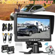 7" Wireless Rear View Monitor +2 Reverse Camera Kit for Caravan Bus Truck 12V