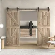 [DaAzHai] 10FT Sliding Barn Door Hardware Track Kit for Double Door: Easy to Install -Smoothly and Quietly Sliding Barn Door Track Low Ceiling Lite Version, Upgraded Modular Track with Screw Fixation