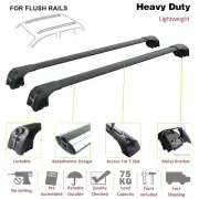 For Audi A6 C8 SW 2018-Up Roof Rack Cross Bars Metal Bracket Flush Rail Alu Blac