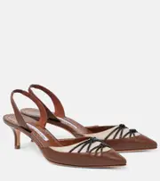 [Manolo Blahnik] Manolo Blahnik Maretsli 50 leather slingback pumps AU 8 brown