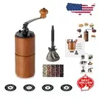 Premium Manual Coffee Grinder - Wooden Mill with Cast Iron Burr for Travel