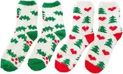 [BQRKOTM] 2 Pairs of Cuddly Socks, Women's Warm Fluffy Socks, Christmas Socks, Thick Winter Socks, House Socks, Coral Fleece, Cuddly Bed Socks, Sleeping Socks, Thermal Socks for Christmas as Gifts