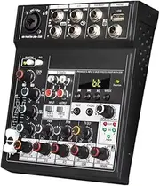 Snblzhef Portable Bluetooth Audio Mixer Console 5 Channels Soundcard USB Play Record Computer Playback Mini Audio Mixer Broadcast