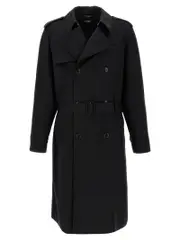 [Fendi] Fendi-Wool Trench Coat Trench E Impermeabili Nero-Uomo 50IT