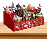 Christmas Snack Food Boxes - 5 Compartment Christmas Wooden Box Decor,2024 Holiday Wooden Box Decor For Kitchen