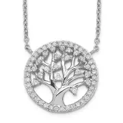 Cheryl M Silver Brilliant-cut CZ Tree Of Life 18 Inch Necklace QCM1253