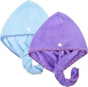 DRESSOOS 2pcs Quick Drying Hair Wraps Comfortable Head Towels for Women Soft Fleece Material Absorbs Moisture Practical Hair Drying Lake