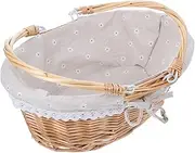 TOGEVAL Rustic Wicker Picnic Basket Vintage Fruit Storage Basket for Kitchen Organization Design for Reliable Use for Fruits and Snacks