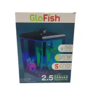 Corner Aquarium Kit 2.5 gal w/ Blue and White LED Light Whisper Internal Filter