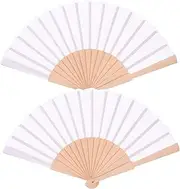 LABRIMP 2pcs DIY Handheld Fan Blank Graffiti Folding Fan for Custom Painting for Crafts and Home Decor Comfortable and Material for Outdoor Activities and Travel