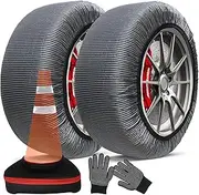K-Musculo Snow Socks for Tires Traffic Cones, Snow Socks Snow Chain for Car SUV Pickup Easy to Use, Ultimate Grip, Washable.100 KM Safely In The Snow, EU EN-16662-1 Certififed(2 PACKS)-L