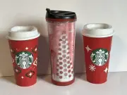 Starbucks Holiday Lot 2022 2013 Red Cup Day 2007 Plastic Tumbler Reusable 25 Yrs