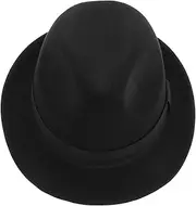 [Generic] Wool Fedora Hat for Women Classic British Style Jazz Hat Warm Comfortable for Outdoor Activities Travel and Shopping Elegant Design and Versatile Use Black