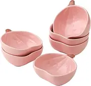 Yeexoxow Pumpkin Ramekins 6 Ounces Oven Safe, Ceramic Ramekins Set for Baking Creme Brulee, Souffle, Pudding, Small Pumpkin Shaped Bowls for Serving Dip, Sauce and Snack, Set of 6, Pink