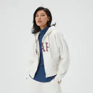 Gap 女裝 Logo刷毛連帽外套 碳素軟磨系列-多色可選(445808)