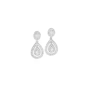Silver Cubic Zirconia Oval & Teardrop Cluster Earrings in White