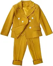 [Kromoc] Boys' Suit Three Pieces Double Breasted Buttons Wedding Ring Bearer Jacket Vest Trousers