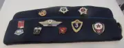 USSR Vintage Garrison Cap with 18 Russian Pins