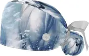 [YTYVAGT] 2-Pc,Gourd-Shaped Working Cap,Fisherman Hat with Buttons and Cotton Sweatband,Animals Horses Blue Pattern
