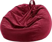 Nobildonna 3 ft Bean Bag Chair Cover (No Filler) 35"×43" Large Stuffed Animal Storage Bean Bag Washable Big Beanbag Chair Cover Premium Corduroy Bean Bag Cover for Adults,Kids,Wine Red 300L