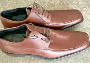 Kenneth Cole Living On Edge Mens Oxford Leather Shoes Size 10 Cognac