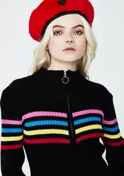 [Lazy Oaf] Zip Through Rainbow Knit
