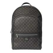 GUCCI Ophidia Medium $2450 Grey And Black GG Canvas Backpack New & Authentic