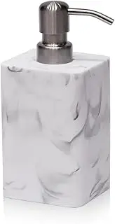 Matte White Soap Dispenser Suanti 14.5 Oz/430ML with Rust Proof Stainless Steel Pump,Refillable Liquid Square Decorative Soap Dispenser for Hand Soap,Dishwashing Liquid and Hand Lotion