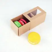 25 Sets of Kraft Brown Boxes for 3 Macarons