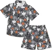 [Caihoyu] Little & Big Boy's Button Down Hawaiian Shirts and Shorts Set Baby Boy Shorts Set Infant Little Boy Gift