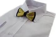 [Zasel] Boys Mustard Gold Two Tone Layer Bow Tie Black, Mustard Gold