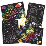 FE310 Sealife Scratch Art Pictures - Pack of 8, Engraving Art for Children, Crea