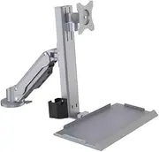 Adjustable Arm Desk Mount Silver One Arm Clip On Table Monitor Stand with Regular Tray Suitable for 15-32 Inch Weight Bearing 15kg Monitor Arm Desk Mount