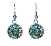 Statue of Liberty Freedom USA - Handmade Resin Dangling Earrings 12MM SIZE