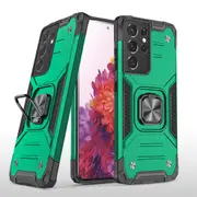 MCC Shockproof Samsung Galaxy S21 Ultra Heavy Duty Tough Case Cover Ring [Dark Green]