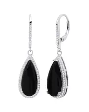 MaxColor Silver 6.00 ct. tw. Onyx Quartz Earrings