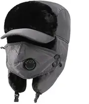 KJIASDFE Winter Men Women Warm Bomber Hats Plus Velvet Fluffy Earmuffs Caps Cold Proof Thermal Ski Cap,Argento-6 3/4
