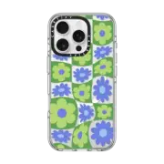 iPhone 16 Pro Clear Case MagSafe Compatible Warped Floral Checker