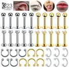 10pc ASTM-F136 Titanium Tragus Piercings Labret Stud Lip Rings Piercing Oreja Ca
