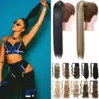 THICK Magic Tape Clip-In Ponytail Hair Extensions Wrap Pony Tail Curly As Human