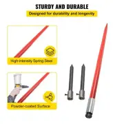 49 Inch Bale Spear 3000 lbs Capacity Quick Attach Hay Forks Red Coated with