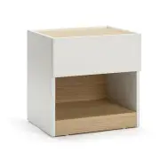 Design Square Ray Nighstand Bedside Side Table W/ 1-Drawer - White/Oak