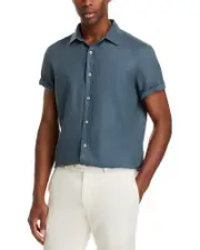The Men's Store at Bloomingdale's Short Sleeve Linen Shirt in Dark Slate - Exclusive