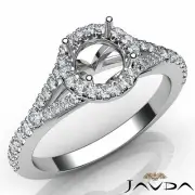 Halo U Cut Pave Round Diamond Engagement Semi Mount Split Shank Ring 0.50 Ctw.