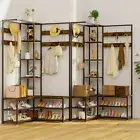 XXL Large Corner Coat Rack Stand Hall Tree with Shoe Rack Storage Bench 10 Hooks