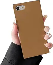 COCOMII - Square Case Compatible with iPhone 8 Plus/7 Plus - Solid Color, Fashionable Hues, Glossy, Women Girls Men, Rectangle Phone Case for iPhone 8 Plus/7 Plus 5.5 inch, Golden Brown