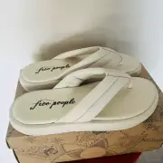 FREE PEOPLE Wonderland Leather Sandal Flip Flop, Size 8, White, NWT