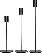 [Emapoy] 3 Pack Candlestick Holders, Decor Taper Candle Holder for Wedding, Dinning, Party, Fits 3/4 Inch Thick Candle (Black)